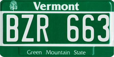VT license plate BZR663