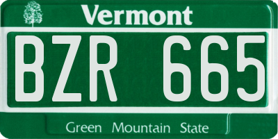 VT license plate BZR665