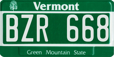 VT license plate BZR668