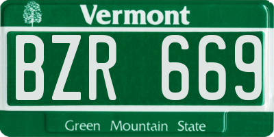 VT license plate BZR669