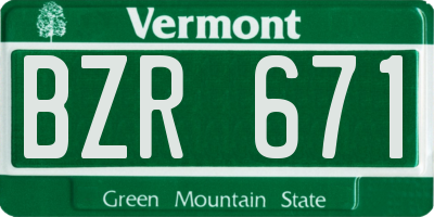VT license plate BZR671