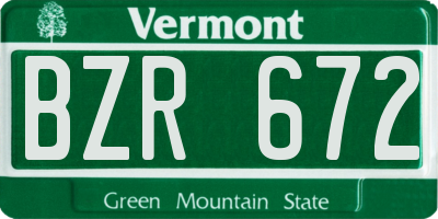 VT license plate BZR672