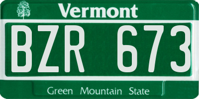 VT license plate BZR673