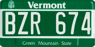 VT license plate BZR674