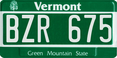 VT license plate BZR675