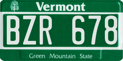 VT license plate BZR678