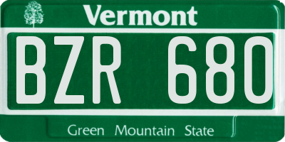 VT license plate BZR680