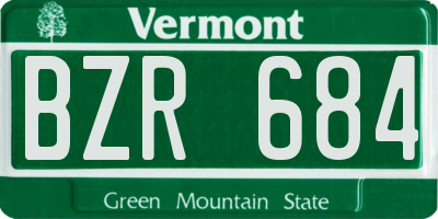 VT license plate BZR684