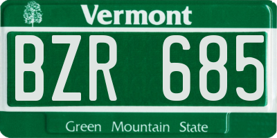 VT license plate BZR685