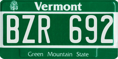 VT license plate BZR692