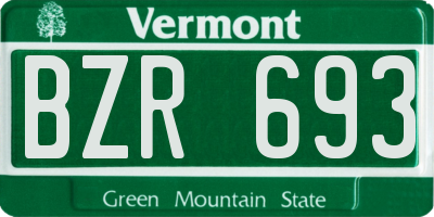 VT license plate BZR693