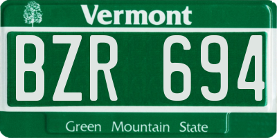 VT license plate BZR694