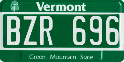 VT license plate BZR696