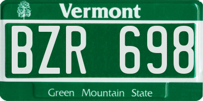 VT license plate BZR698