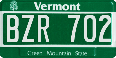 VT license plate BZR702