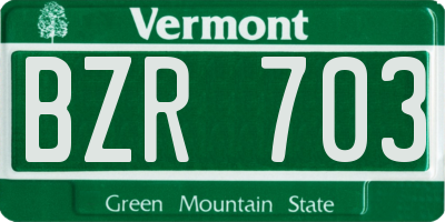 VT license plate BZR703