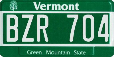 VT license plate BZR704