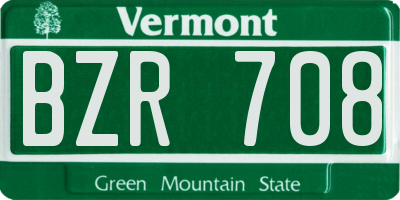 VT license plate BZR708