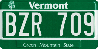 VT license plate BZR709