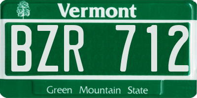 VT license plate BZR712