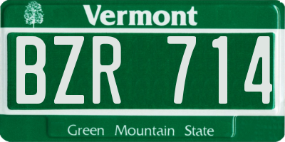 VT license plate BZR714