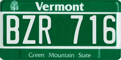 VT license plate BZR716