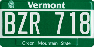 VT license plate BZR718