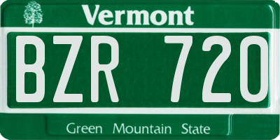 VT license plate BZR720