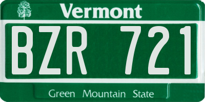 VT license plate BZR721