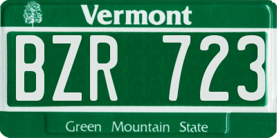 VT license plate BZR723