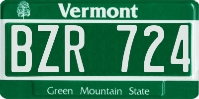 VT license plate BZR724