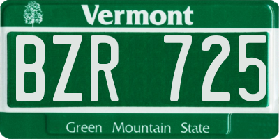 VT license plate BZR725