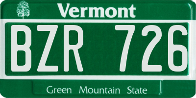 VT license plate BZR726