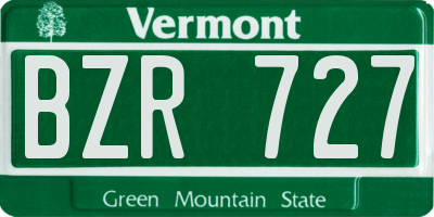VT license plate BZR727