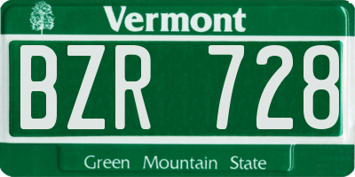 VT license plate BZR728