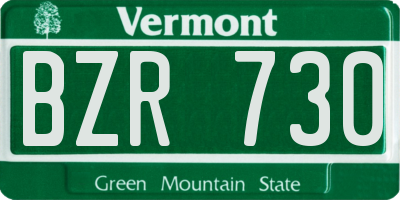 VT license plate BZR730
