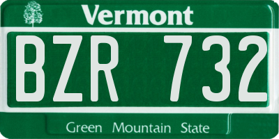 VT license plate BZR732