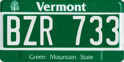 VT license plate BZR733