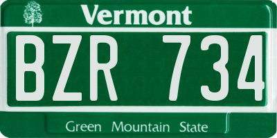 VT license plate BZR734