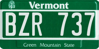 VT license plate BZR737