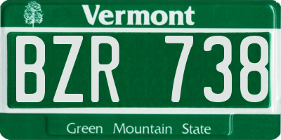 VT license plate BZR738