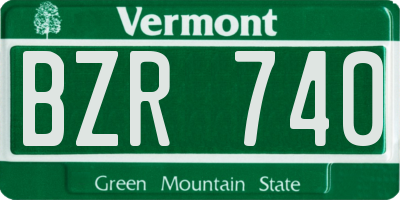 VT license plate BZR740