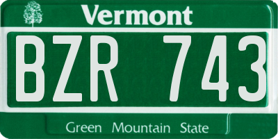 VT license plate BZR743
