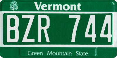VT license plate BZR744