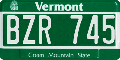 VT license plate BZR745