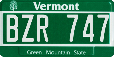 VT license plate BZR747