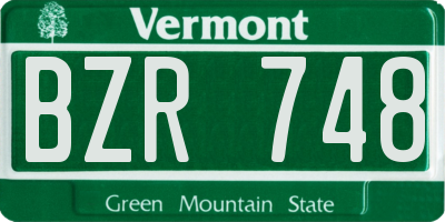 VT license plate BZR748