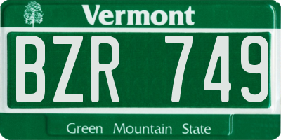 VT license plate BZR749
