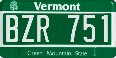 VT license plate BZR751