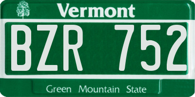 VT license plate BZR752